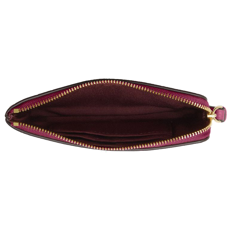 Coach Small Wristlet Pebbled Leather Corner Zip Wristlet Pink # CP483