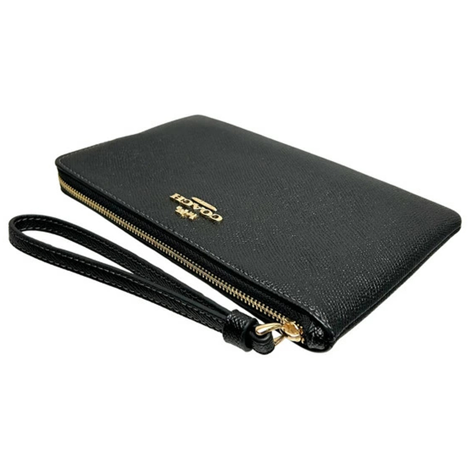 Coach Large Wristlet Wallet Corner Zip Black # CV395