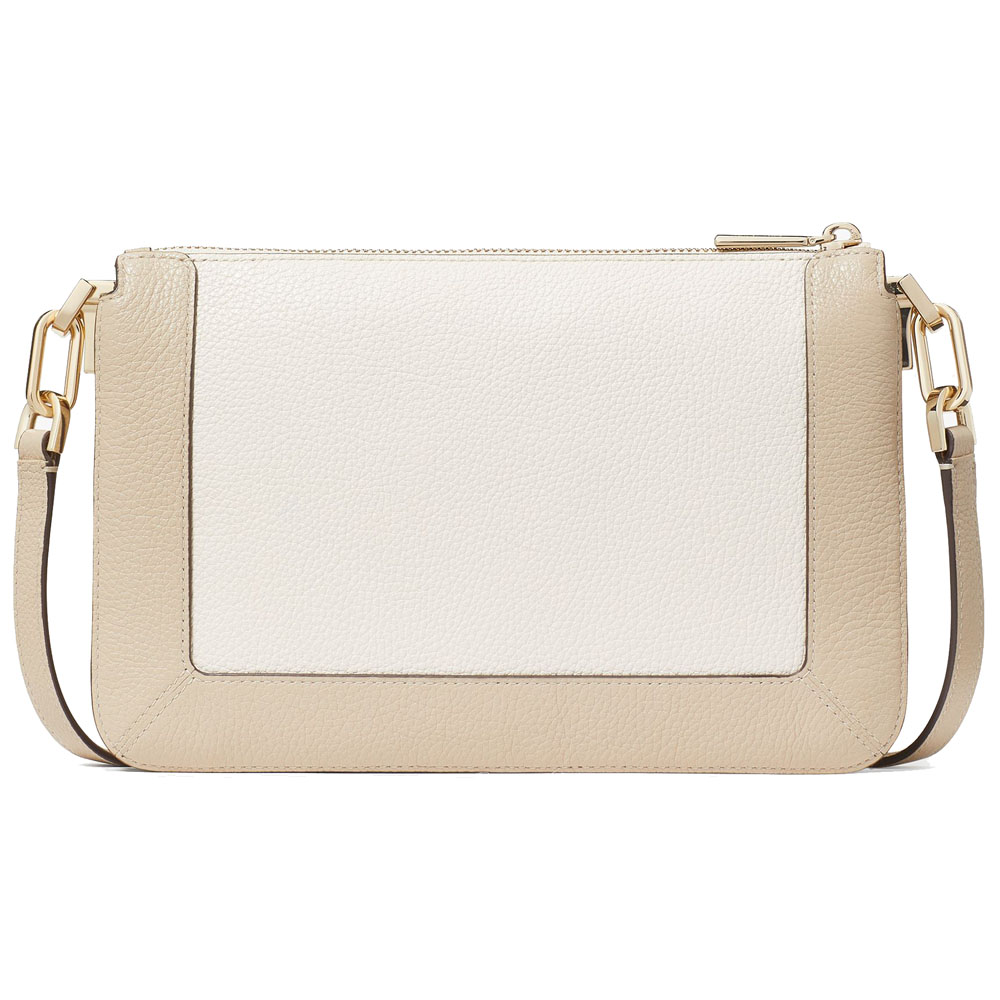 Kate Spade Crossbody Sling Bag Lena Colorblock Double Compartment Crossbody Light Sand Beige Nude # KH444