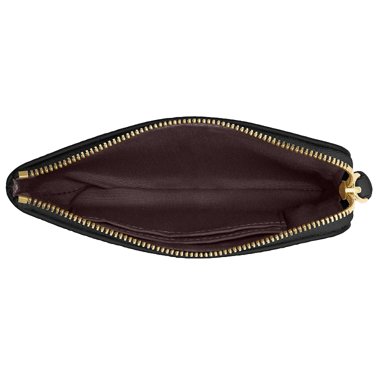 Coach Small Wristlet Pebbled Leather Corner Zip Wristlet Black # CP483