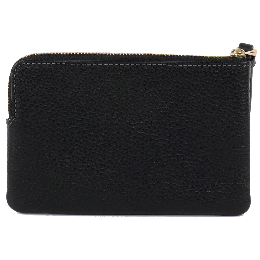 Coach Small Wristlet Pebbled Leather Corner Zip Wristlet Black # CP483