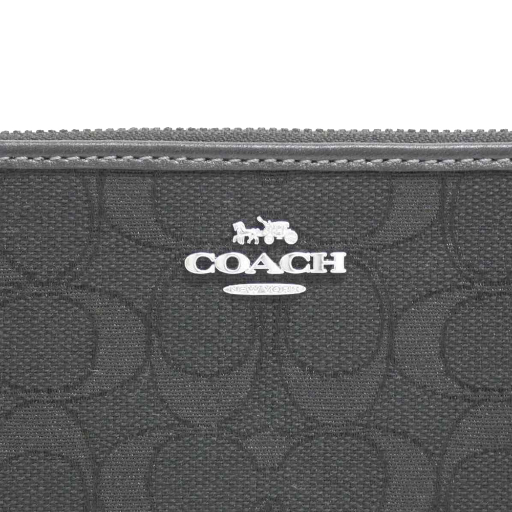 Coach Small Wristlet Corner Zip Signature Jacquard Wristlet Black # CW862