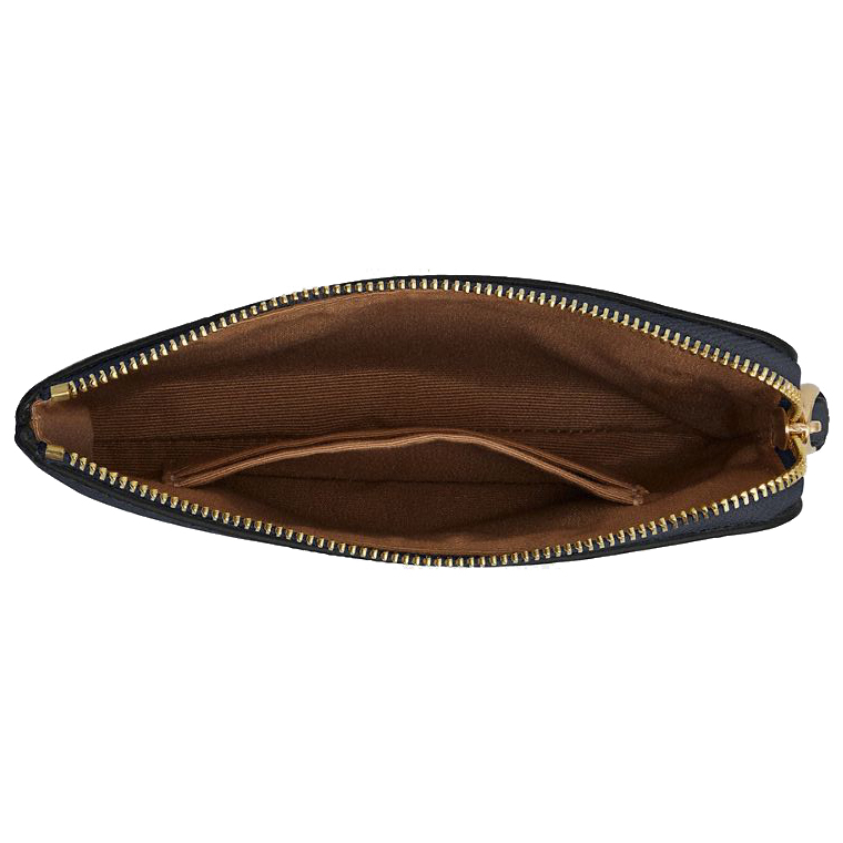 Coach Small Wristlet Crossgrain Leather Corner Zip Midnight Navy # CV396