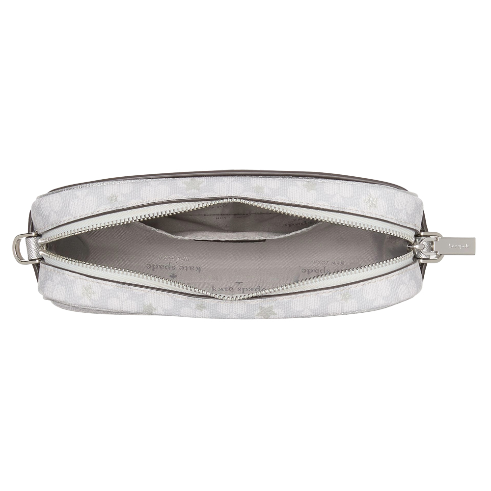 Kate Spade Crossbody Sling Bag Spade Flower Star Toss Mini Camera Bag Platinum Grey # KK062