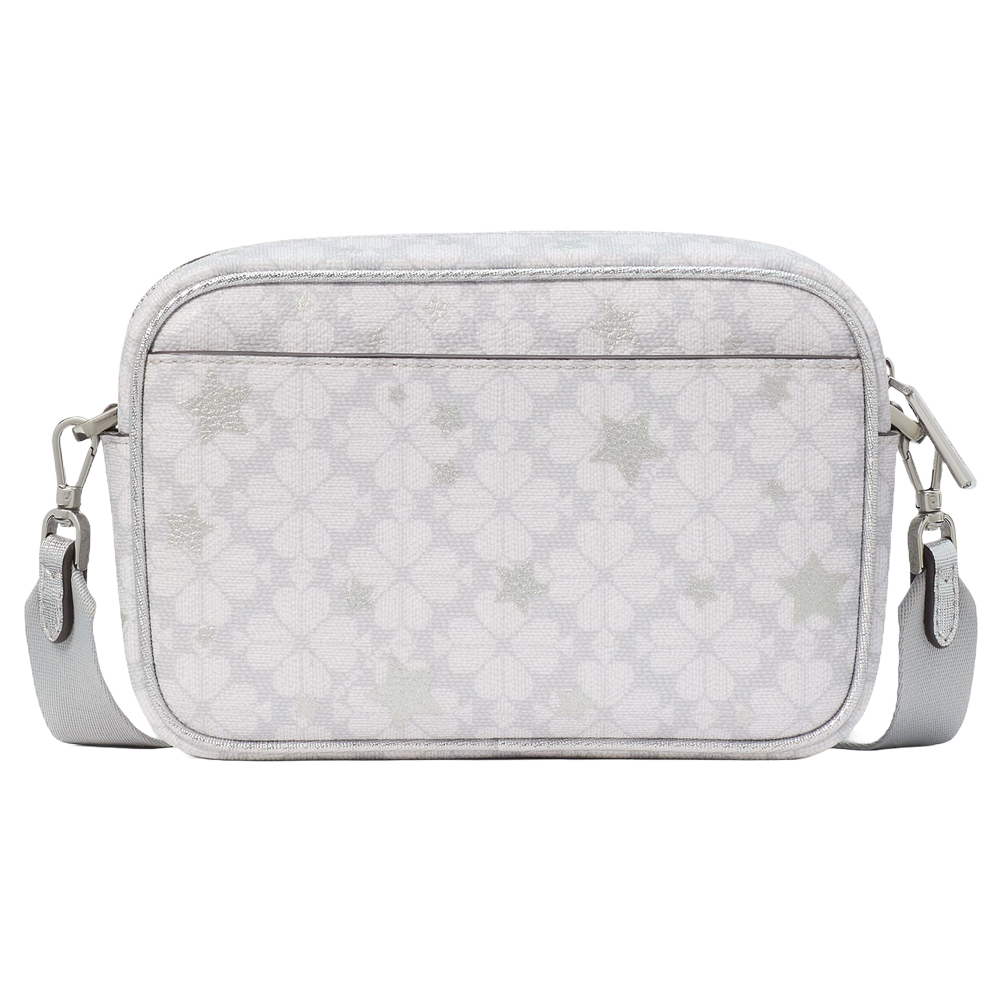 Kate Spade Crossbody Sling Bag Spade Flower Star Toss Mini Camera Bag Platinum Grey # KK062