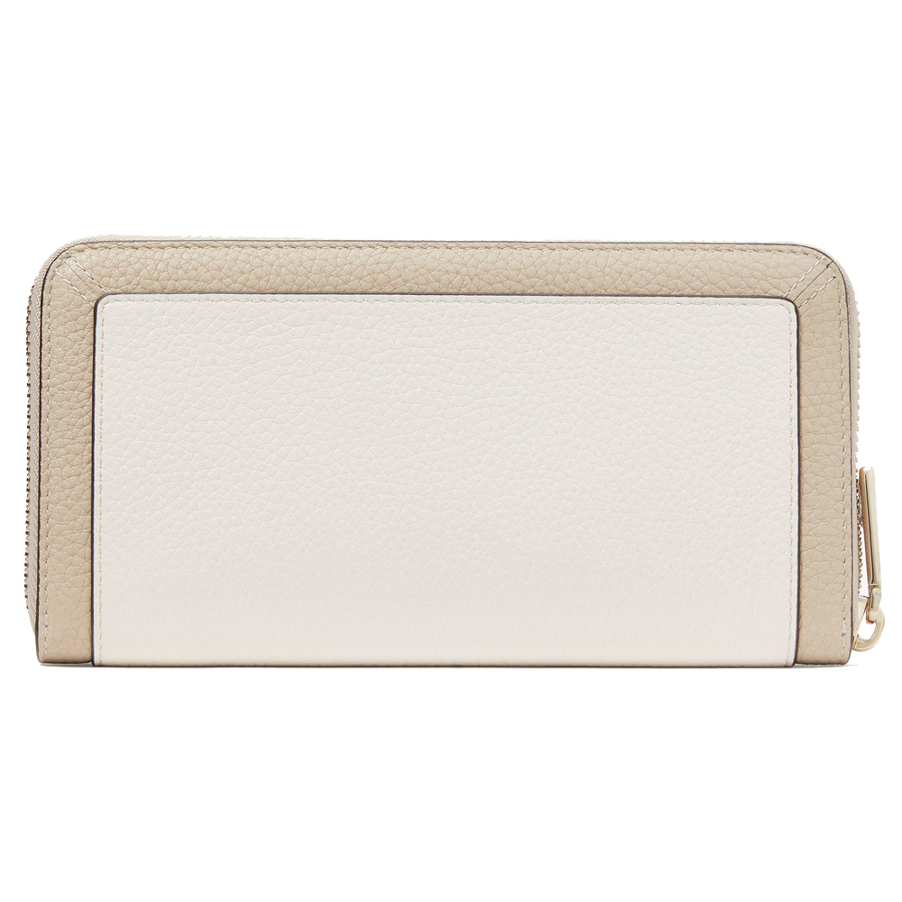 Kate Spade Long Wallet Lena Colorblock Pebbled Large Continental Wallet Light Sand Beige Nude # KI835