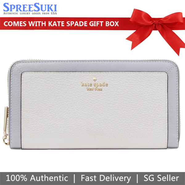 Kate Spade Long Wallet Lena Colorblock Large Continental Wallet Mountain Grey # KI835