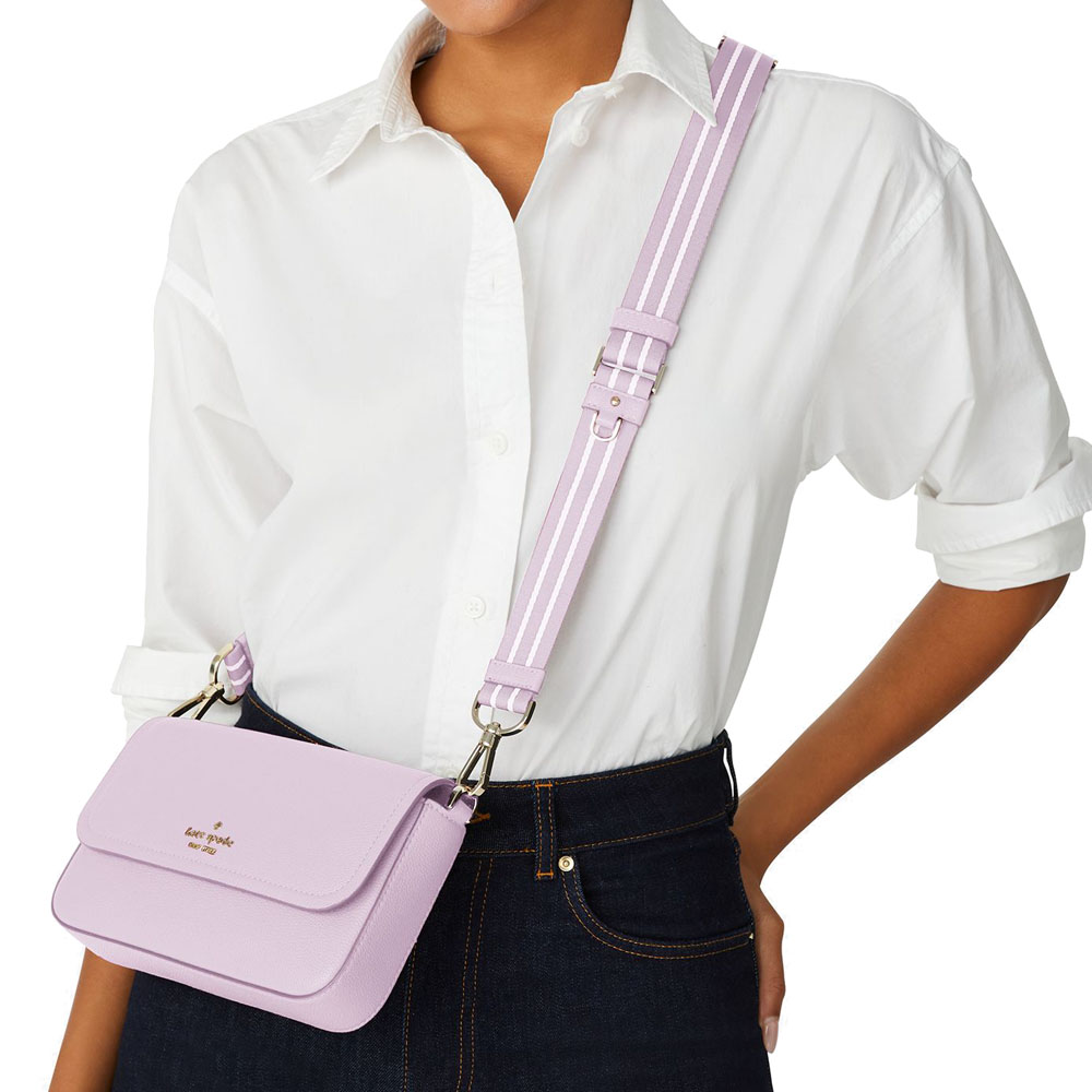 Kate Spade Crossbody Sling Bag Rosie Pebbled Leather Small Flap Violet Mist Light Purple # KA646