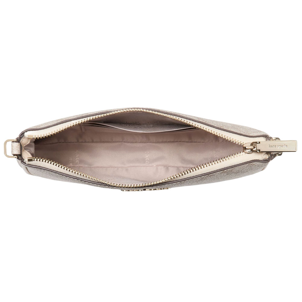 Kate Spade Spade Flower Convertible Wristlet Pouch Lunch Bag Dark Beige # KI378