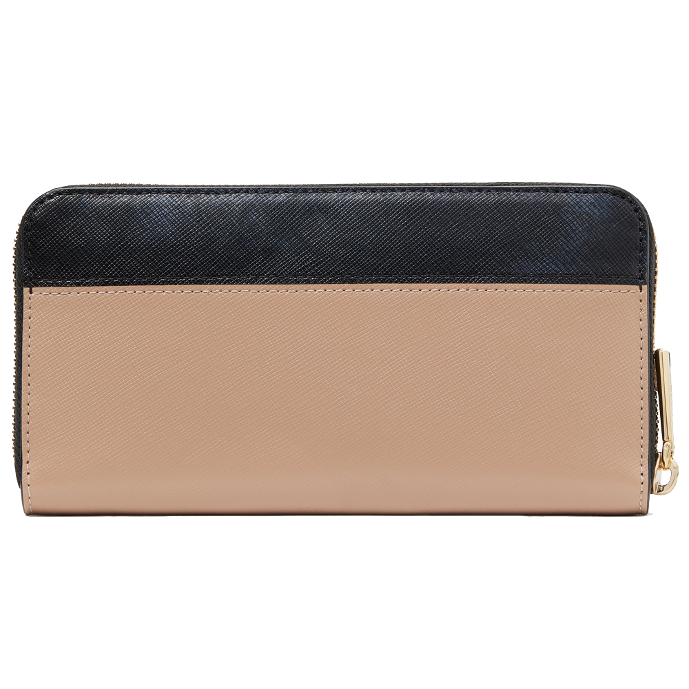 Kate Spade Long Wallet Madison Colorblock Saffiano Large Continental Wallet Toasted Hazelnut Beige Nude Black # KI365
