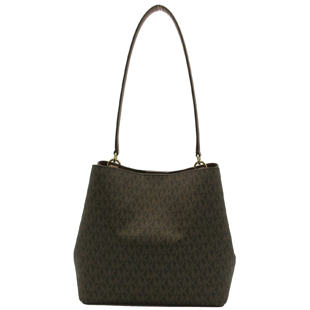 Michael Kors Pratt Medium Bucket Shoulder Bag Tote Brown # 35F4G3FS2B
