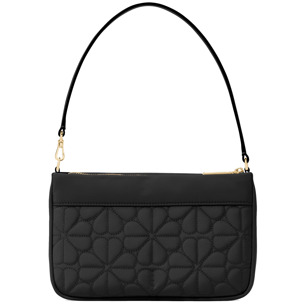 Kate Spade Spade Flower Quilted Fabric Convertible Wristlet Pouch Lunch Bag Black # KK255