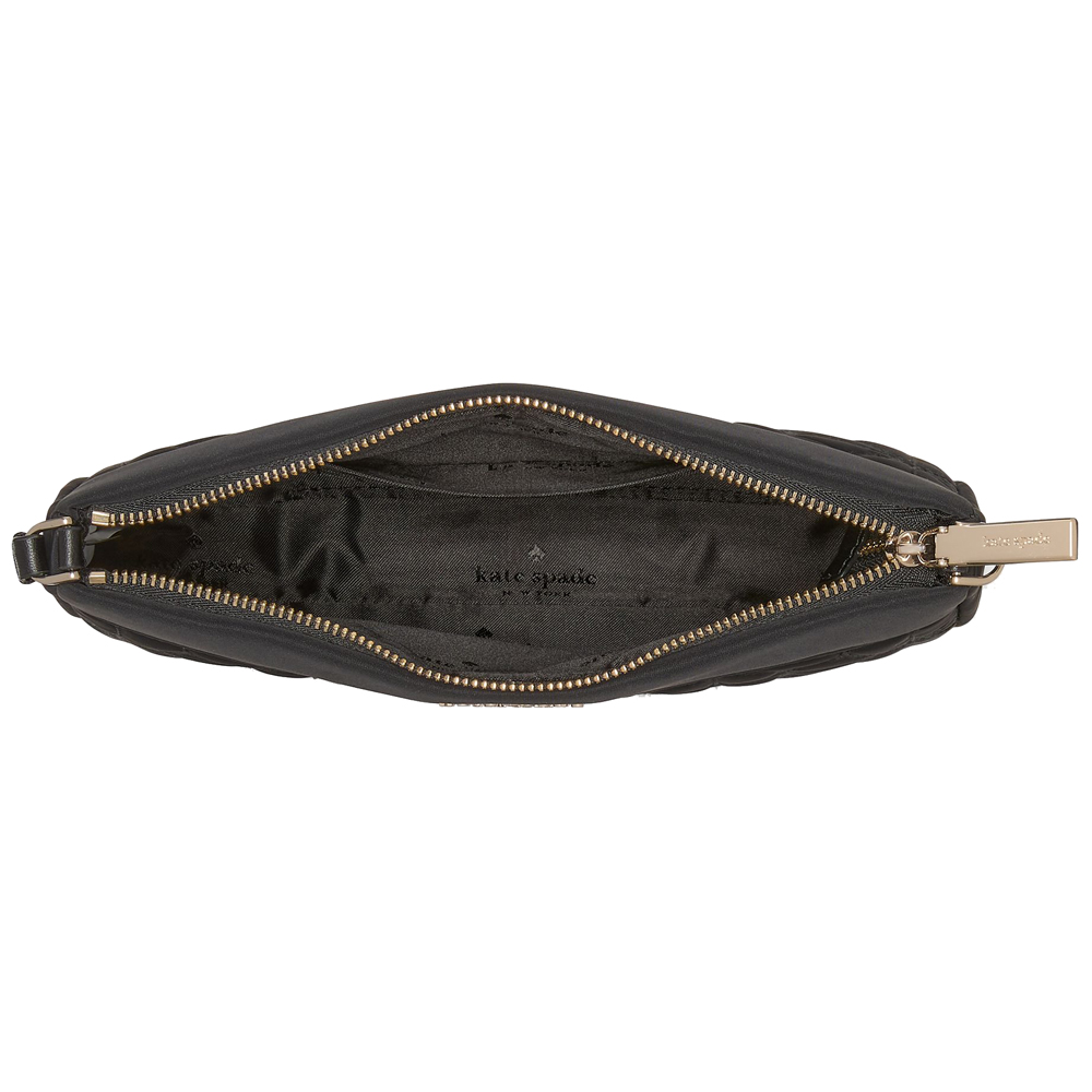 Kate Spade Spade Flower Quilted Fabric Convertible Wristlet Pouch Lunch Bag Black # KK255