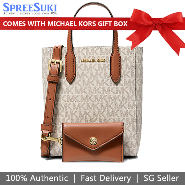Michael Kors Crossbody Sling Bag Vincent Extra Small Crossbody Bag W Vanilla White Acorn Brown # 35F4G2VC0B