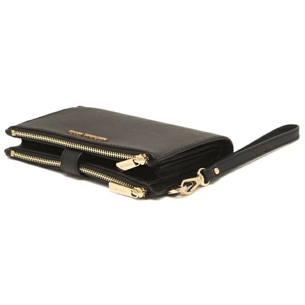 Michael Kors Long Wallet Jet Set Travel Large Double Zip Wristlet Black # 35F8GTVVW0L