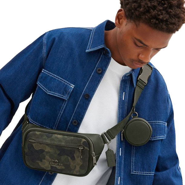 Coach Elias Belt Bag In Signature Camo Print Dark Shamrock Multi # CW314