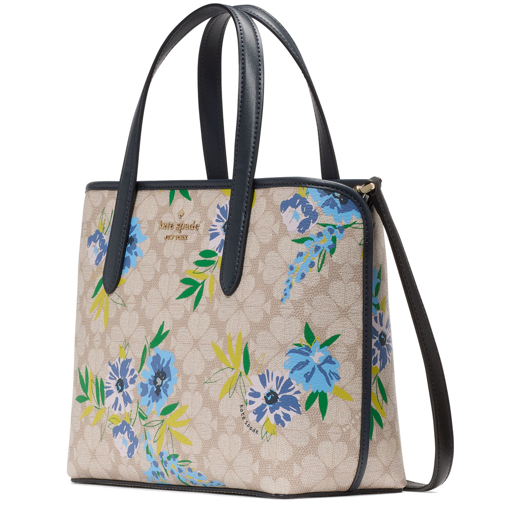 Kate Spade Spade Flower Floral Small Tote Blazer Blue Multi # KL002
