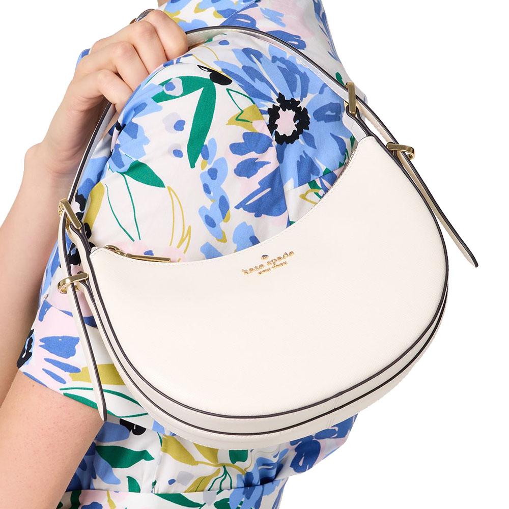 Kate Spade Madison Saffiano Leather Crescent Shoulder Bag Meringue # KK949