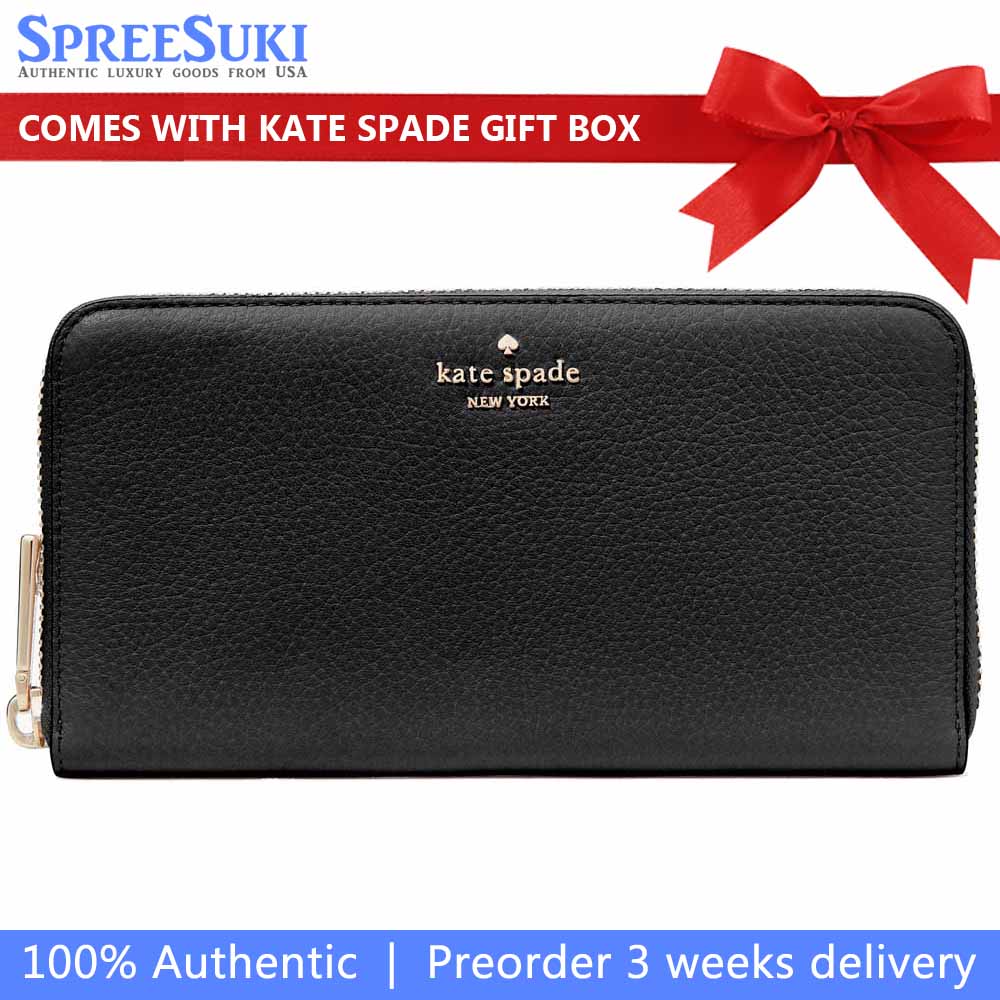 Kate Spade Long Wallet Continental Zip Wallet Madison Saffiano Leather Black # KC578