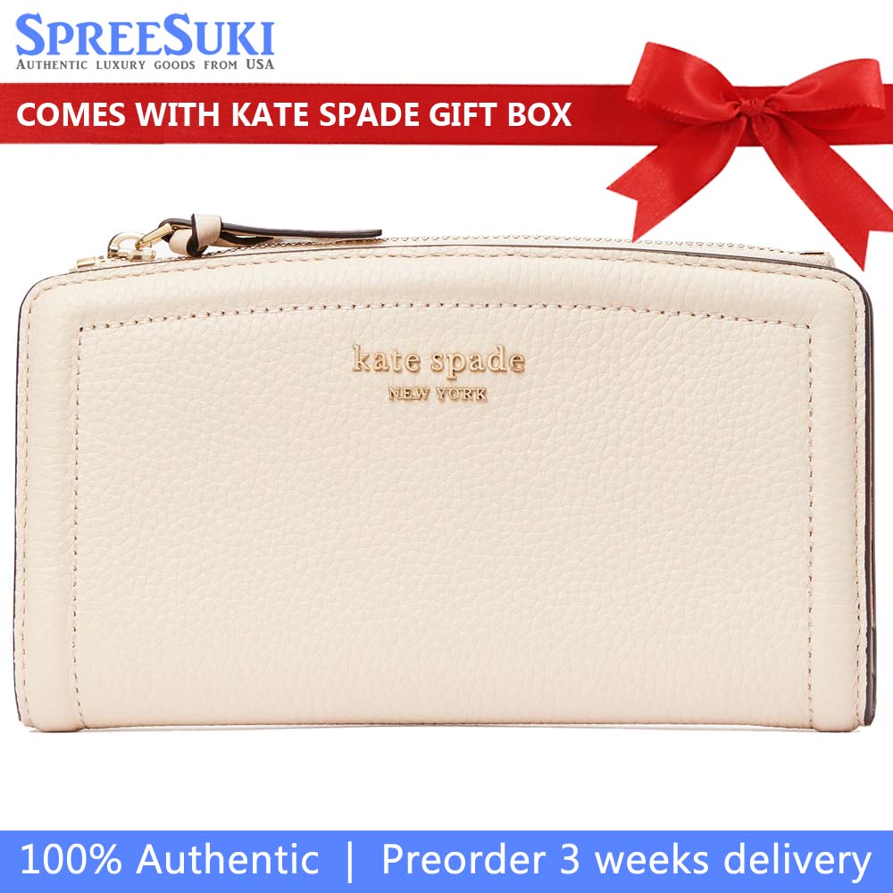 Kate Spade Knott Zip Slim Wallet Milk Glass # K5613