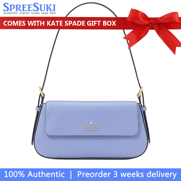 Kate Spade Madison Saffiano Leather Small Flap Shoulder Bag Frosted Blueberry # KK952