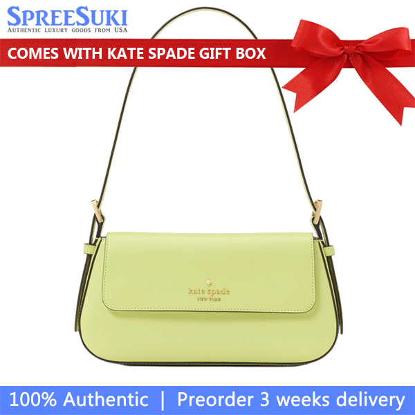 Kate Spade Madison Saffiano Leather Small Flap Shoulder Bag Lime Slushy # KK952