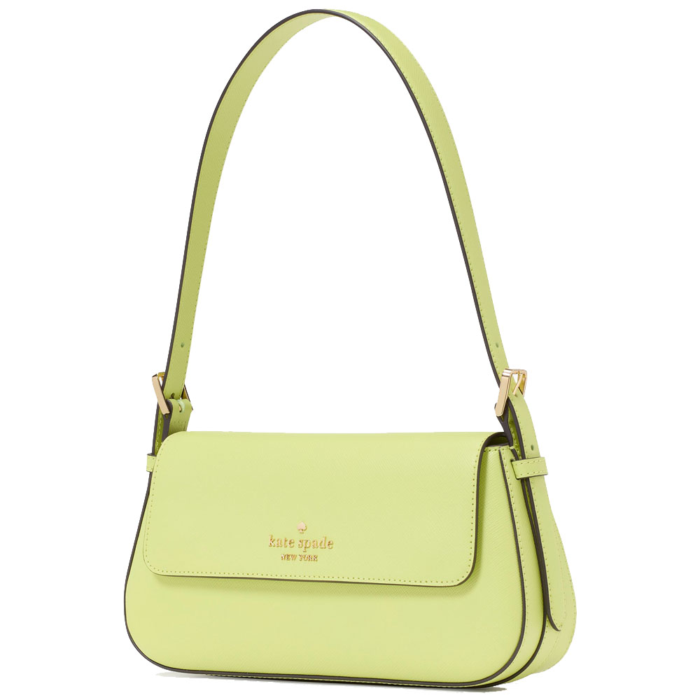 Kate Spade Madison Saffiano Leather Small Flap Shoulder Bag Lime Slushy # KK952