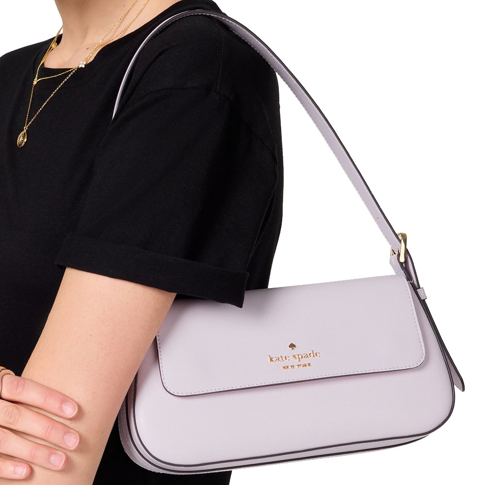 Kate Spade Madison Saffiano Leather Small Flap Shoulder Bag Pale Amethyst # KK952