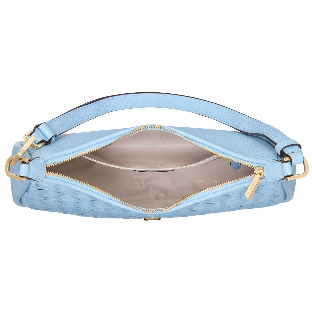 Kate Spade Kayla Woven Leather Large Shoulder Bag Montauk Blue # KL027