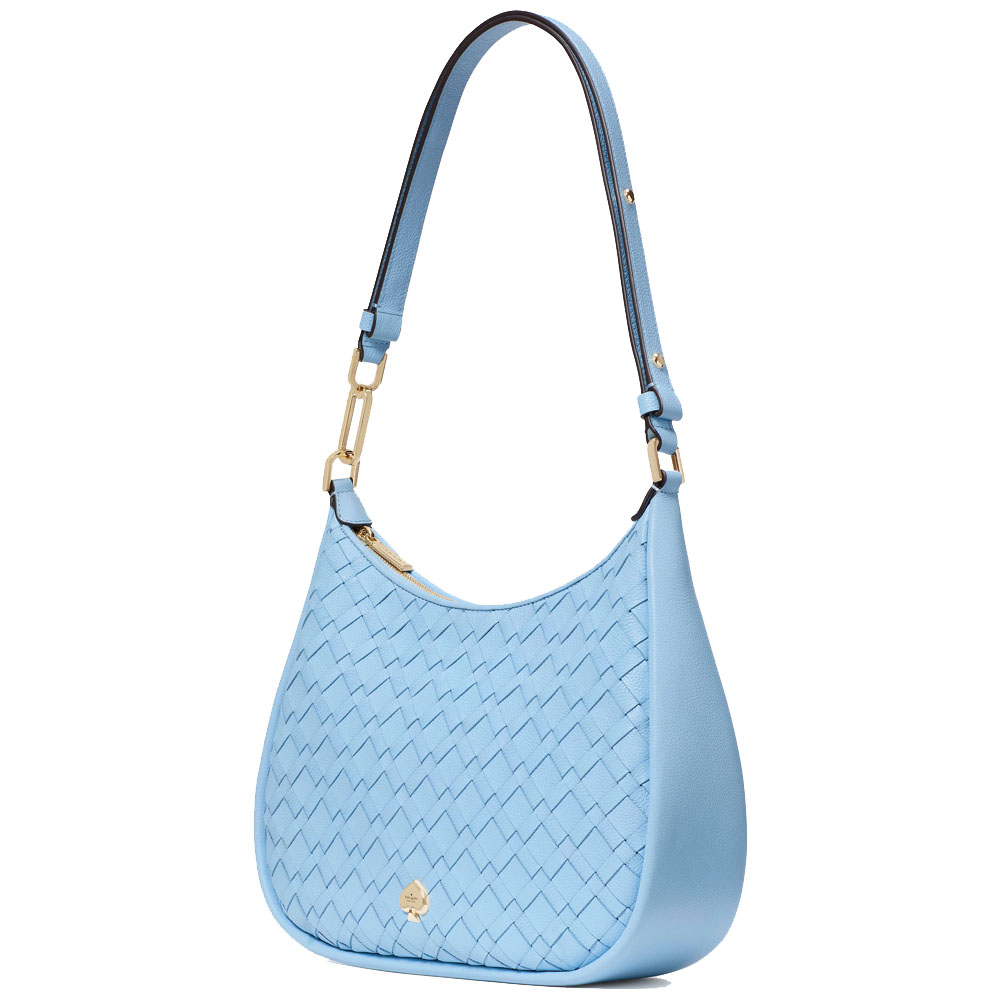 Kate Spade Kayla Woven Leather Large Shoulder Bag Montauk Blue # KL027