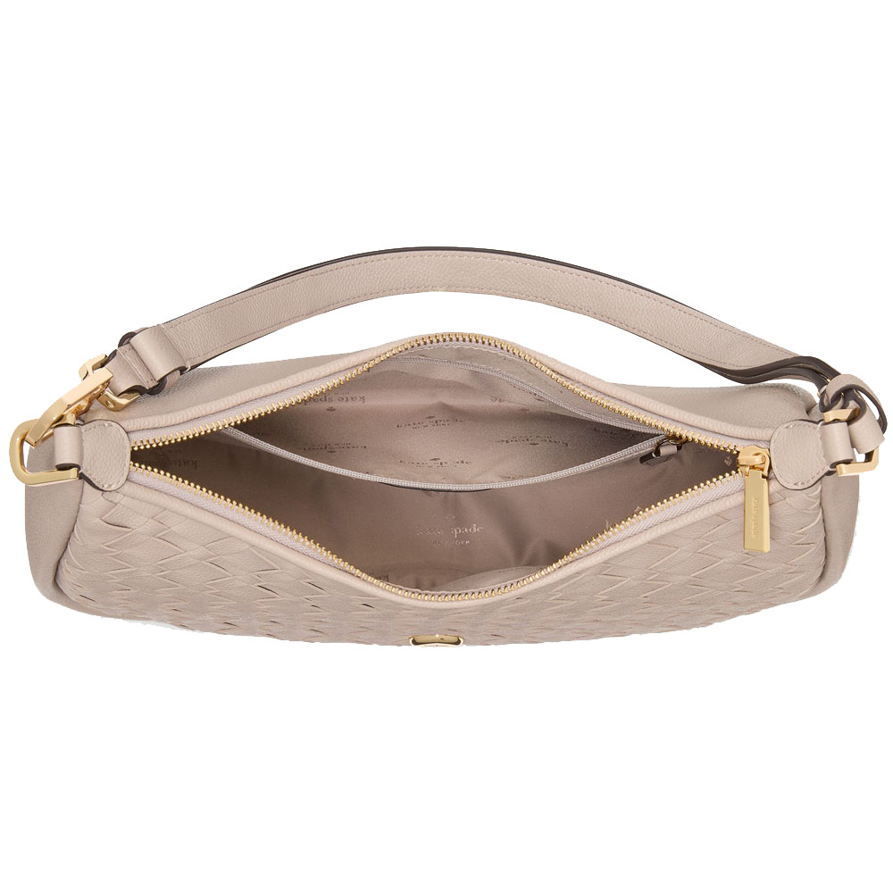 Kate Spade Kayla Woven Leather Large Shoulder Bag Cozy Grey # KL027