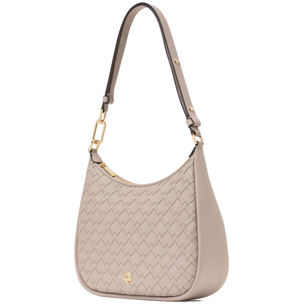 Kate Spade Kayla Woven Leather Large Shoulder Bag Cozy Grey # KL027