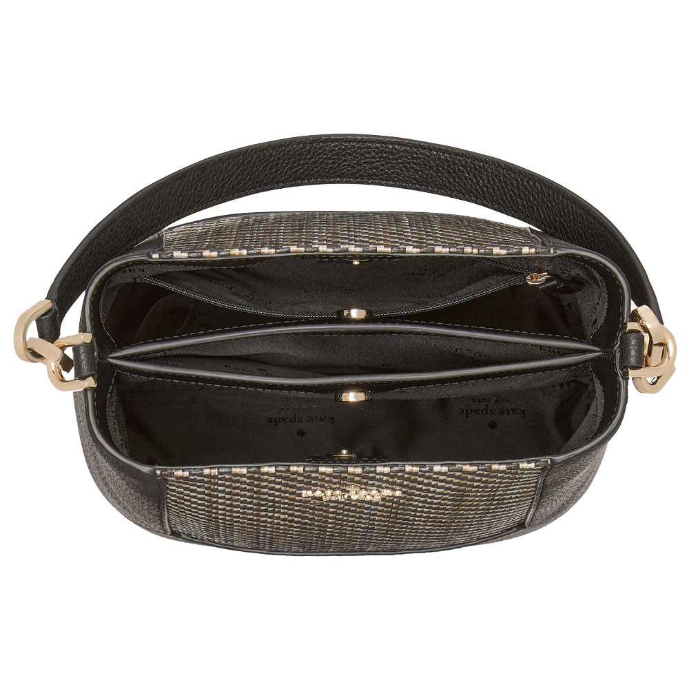 Kate Spade Lena Straw Bucket Bag Black Multi # KL030