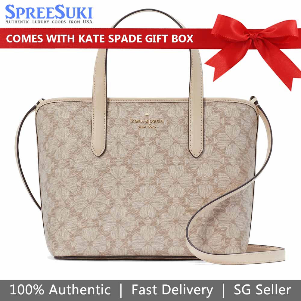 Kate Spade Crossbody Bag Sling Spade Flower Small Tote Dark Beige # KH425