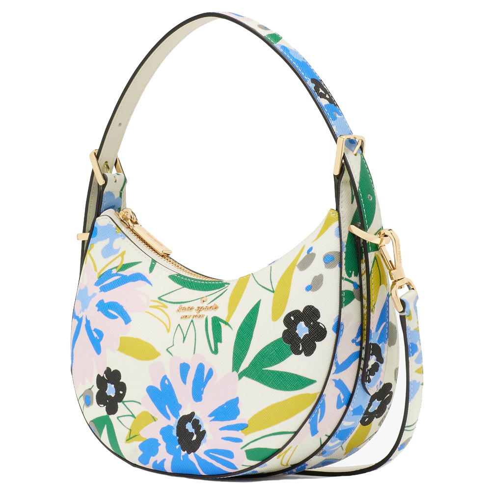 Kate Spade Madison Floral Crescent Shoulder Bag Cream Multi # KK964
