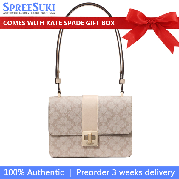 Kate Spade Spade Flower Small Flap Shoulder Bag Dark Beige Multi # KK999