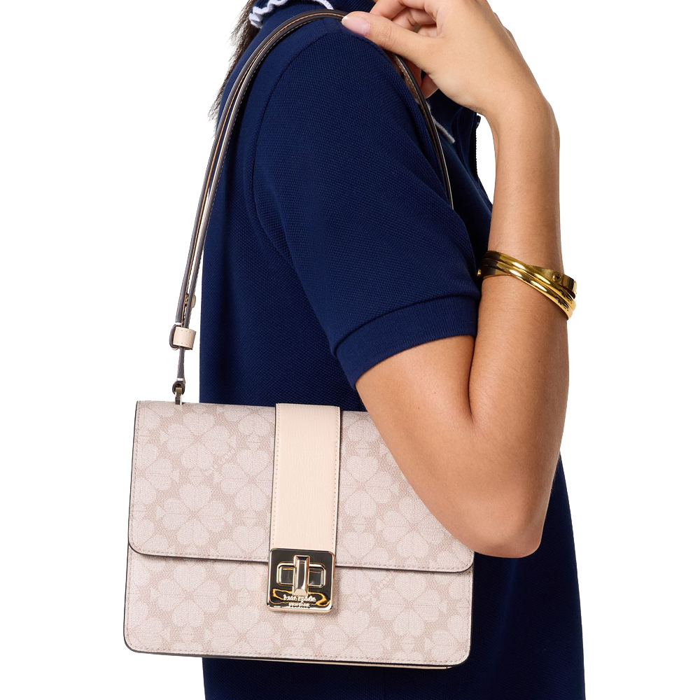 Kate Spade Spade Flower Small Flap Shoulder Bag Dark Beige Multi # KK999