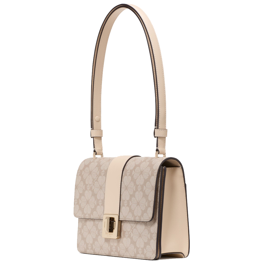 Kate Spade Spade Flower Small Flap Shoulder Bag Dark Beige Multi # KK999