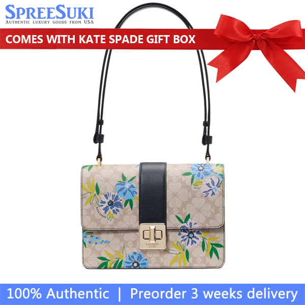 Kate Spade Spade Flower Floral Small Flap Shoulder Bag Blazer Blue Multi # KL000