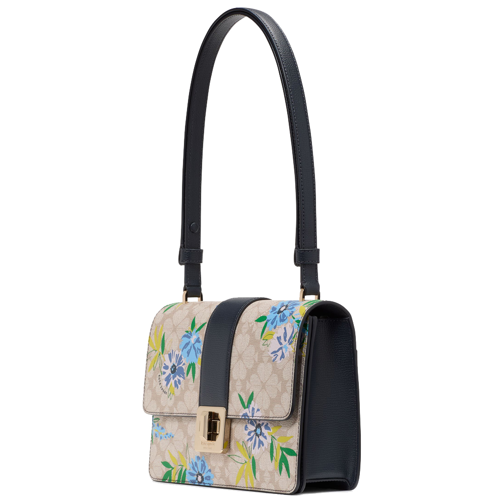 Kate Spade Spade Flower Floral Small Flap Shoulder Bag Blazer Blue Multi # KL000