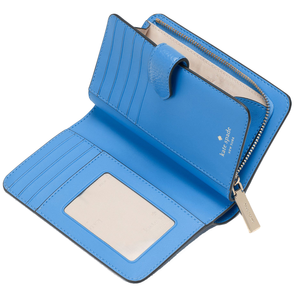 Kate Spade Medium Wallet Lena Pebbled Leather Medium Compact Bifold Wallet Tide Pool # KH787
