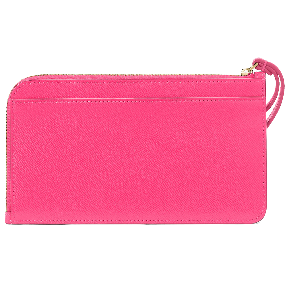 Kate Spade Large Wristlet Lucy Saffiano Leather Medium L-Zip Wristlet Pouch Wild Pink # KD546