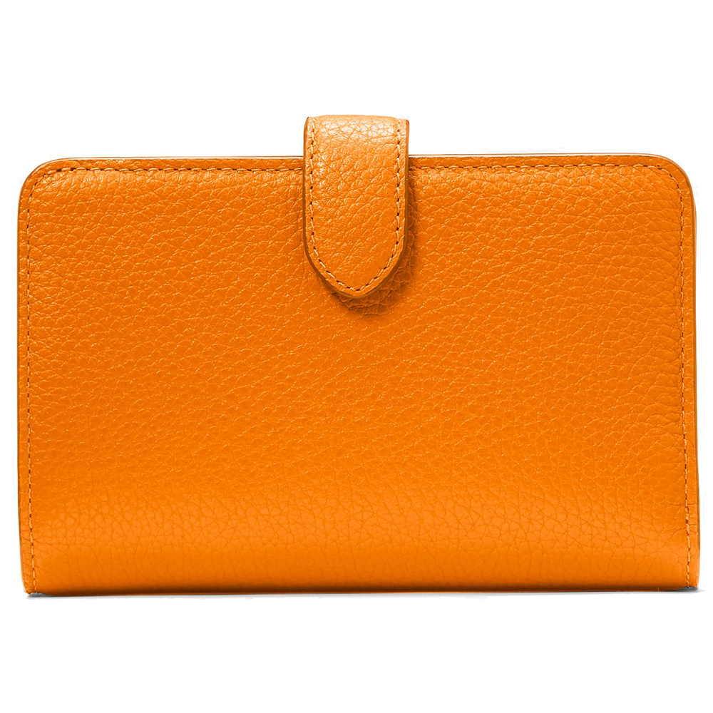 Kate Spade Medium Wallet Lena Pebbled Leather Medium Compact Bifold Wallet Orange Zinnia # KH787