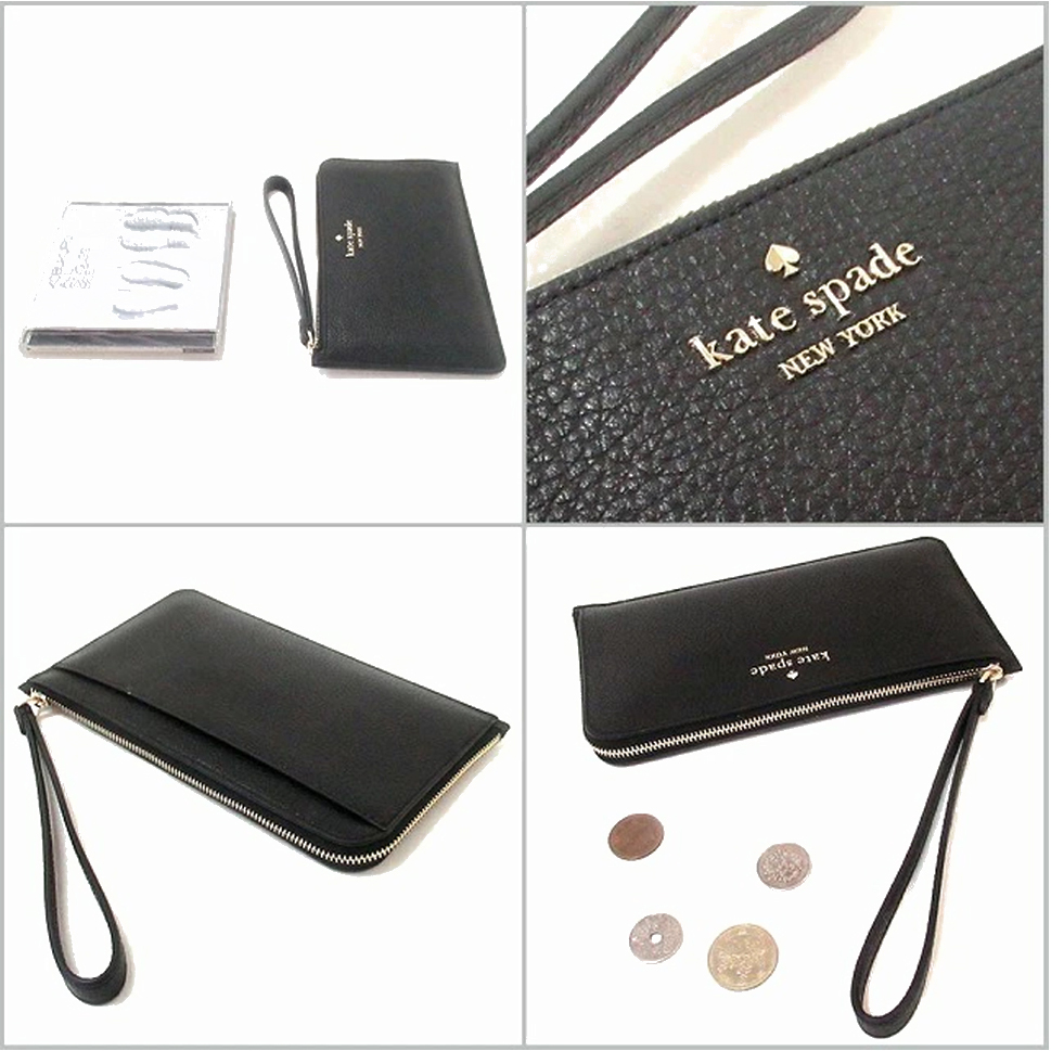 Kate Spade Large Wristlet Lucy Medium L-Zip Wristlet Black # KE574