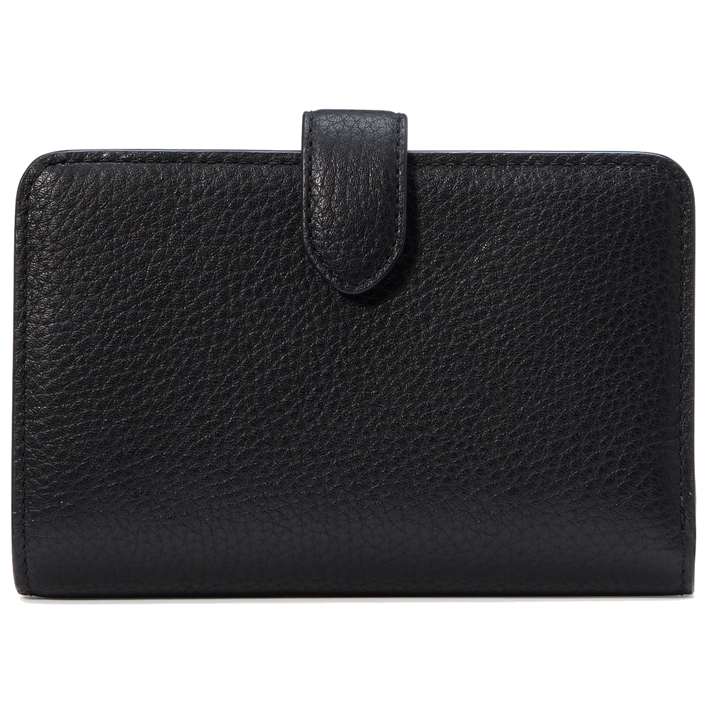 Kate Spade Medium Wallet Lena Pebbled Leather Medium Compact Bifold Wallet Black # KH787