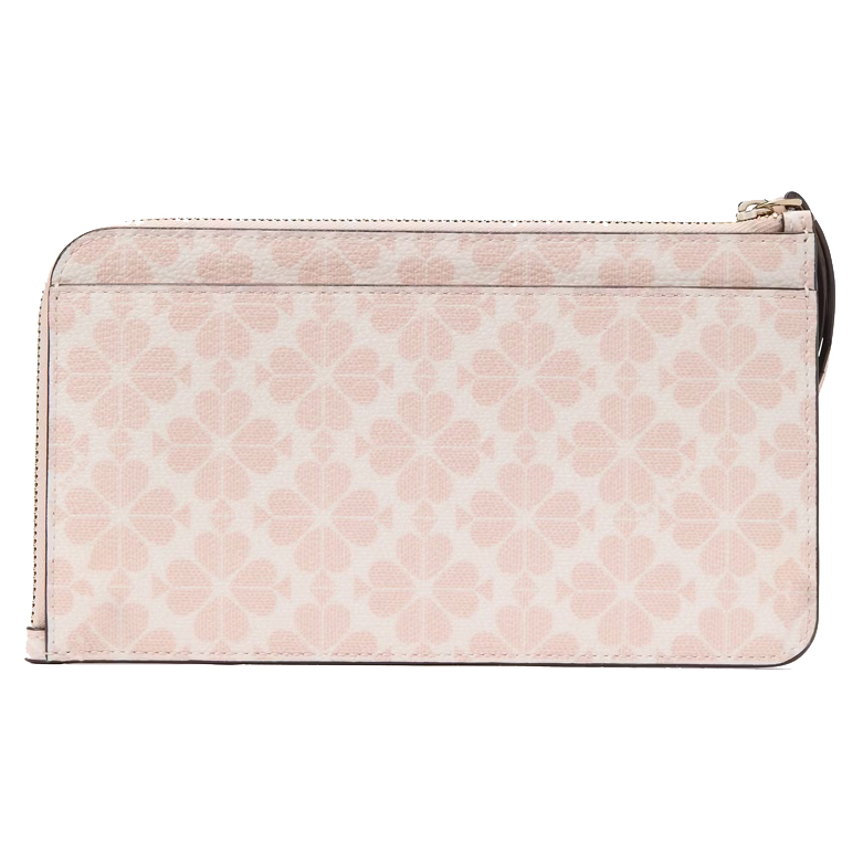 Kate Spade Lucy Spade Flower Pvc Medium L-Zip Wristlet Rose Smoke # KG487