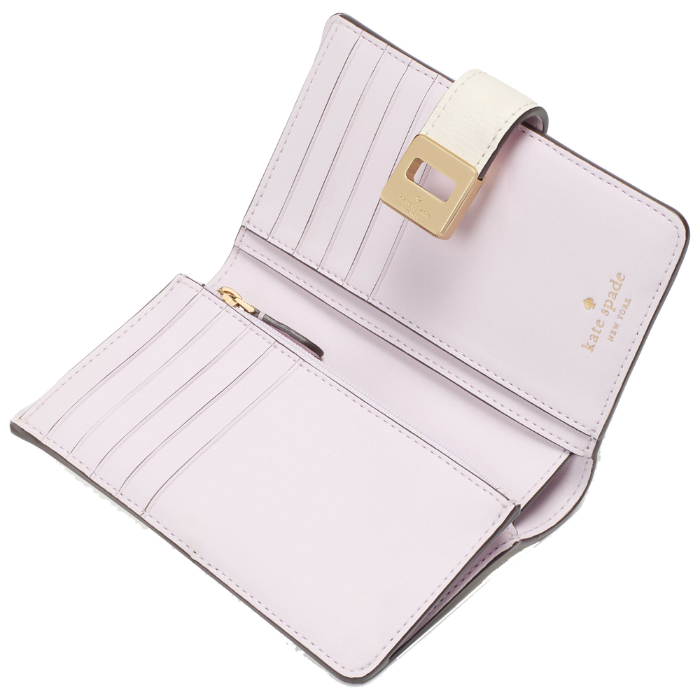 Kate Spade Phoebe Perforated Turnlock Medium Wallet Meringue # KK917