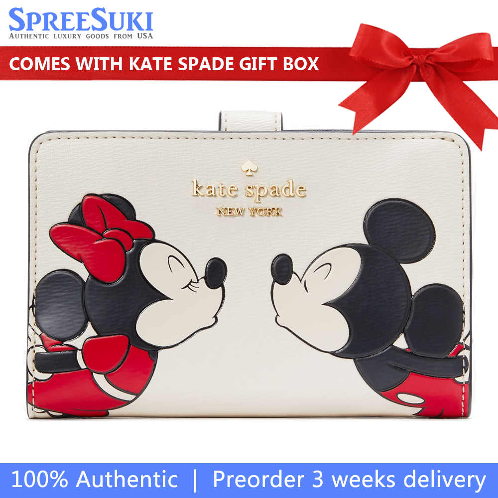 Kate Spade Disney X Kate Spade New York Minnie Medium Compact Bifold Wallet Parchment Multi # KG656