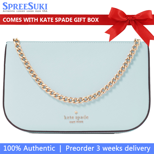 Kate Spade Madison Saffiano Leather Pochette Pouch Blue Glow # KF396