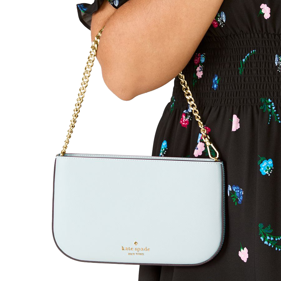 Kate Spade Madison Saffiano Leather Pochette Pouch Blue Glow # KF396